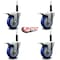 Service Caster 4'' Blue Poly Swivel 3/4'' Expanding Stem Caster Set Total Lock Brake, 4PK SCC-EXTTL20S414-PPUB-BLUE-34-4 - alternate 2